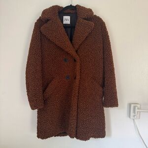 Zara Women's Cozy Brown Teddy Jacket